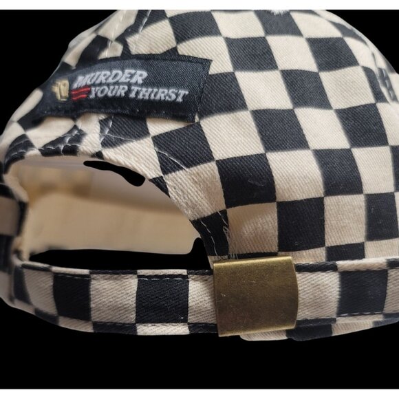 Liquid Death Checkered Adjustable Hat Black & White Cotton Canvas - NEW - Picture 3 of 7